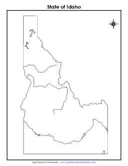 Blank Idaho Map (No Bordering States) State Maps Worksheet