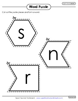 Word Puzzle: Answer Sight Words Individual Worksheet