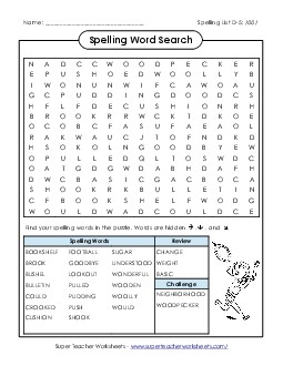 Word Search (D-5) Spelling D Worksheet