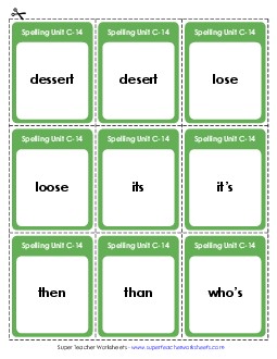 Flashcards (C-14) Spelling C Worksheet