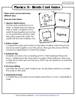 Phonics Card Game (Fr- Words) Phonics Blends Worksheet