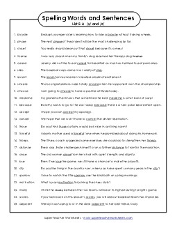 Spelling Sentences (E-6) Spelling E Worksheet