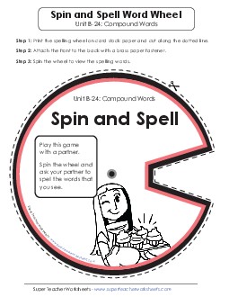 Spin and Spell (B-25)  Spelling B Worksheet