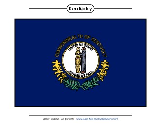 Kentucky State Flag (Full-Color Version) States Individual Worksheet