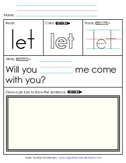 Worksheet 3: Let Sight Words Individual Worksheet