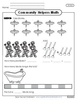 Community Helpers Math: Plumber Worksheet