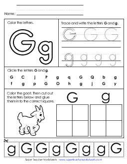 Letter G - Mixed Skills (Basic) Alphabet Worksheet