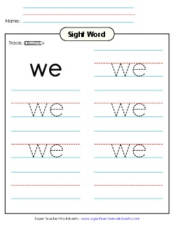 Trace the Word: We Sight Words Individual Worksheet