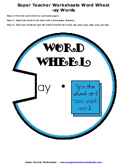 Word Wheel (-ay Words) Phonics Worksheet