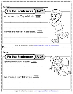 Fix the Sentences A-26 through A-30 Worksheet