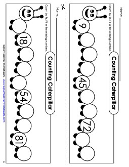 Caterpillar - Count By 9s Counting Worksheet