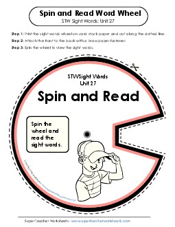 Spin and Read (Unit 27) Sight Words Worksheet