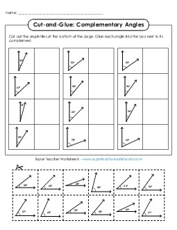 Complementary Angles: Cut-and-Glue Worksheet