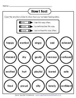 How I\'ve Been Feeling Lately Emotions Feelings Worksheet