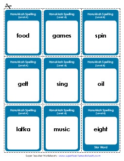 Flashcards (A-Hanukkah) Spelling A Worksheet