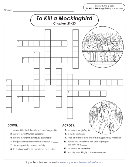 New Vocabulary Crossword for Chapters 21–23 Worksheet New Vocabulary Crossword for Chapters 21–23 Worksheet