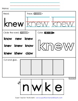 Worksheet 2: Knew Sight Words Individual Worksheet