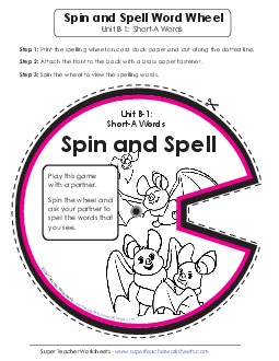 Spin and Spell (B-1) Free Spelling B Worksheet