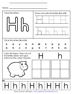 Letter H - Mixed Skills (Basic) Alphabet Worksheet