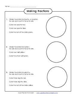 Partitioning Circles 2nd Grade Math Worksheet