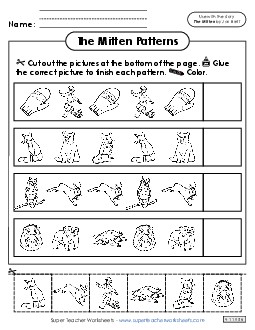 Picture Patterns Picture Book Mitten Worksheet