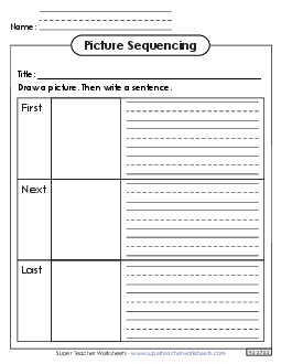 Sequencing Boxes with Drawing First, Next, and Last Graphic Organizers Worksheet