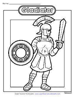 Roman Gladiator Coloring Pages Worksheet