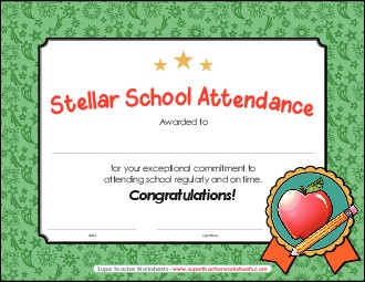 Stellar School Attendance Awards Worksheet