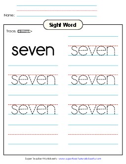 Trace the Word: Seven Sight Words Individual Worksheet