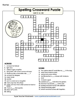 Crossword (D-4) Spelling D Worksheet