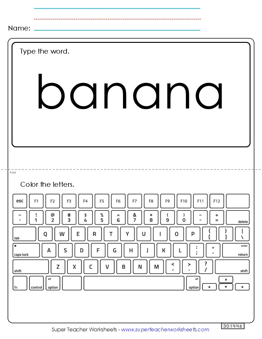 Type the Word: Banana Sight Words Individual Worksheet