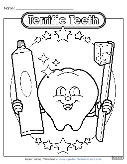 Terrific Teeth Coloring Pages Worksheet