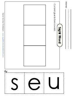 Large Cut-and-Glue: Use Sight Words Individual Worksheet