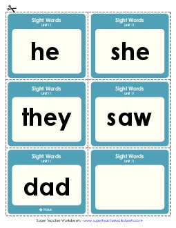 Flashcards (Unit 11) Sight Words Worksheet