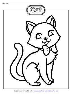 Cat Free Coloring Pages Worksheet