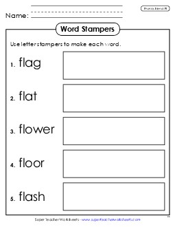 Word Stampers (Fl- Words) Phonics Blends Worksheet