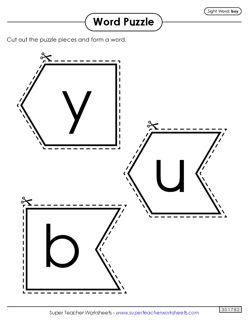 Word Puzzle: Buy Sight Words Individual Worksheet