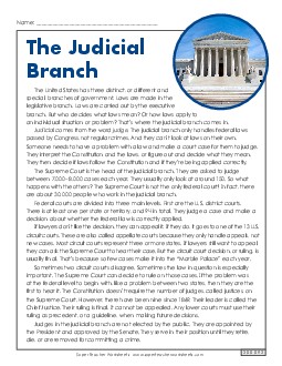 The Judicial Branch Reading Comprehension Worksheet