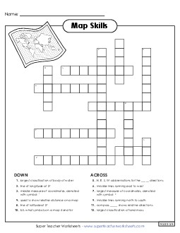 Map Reading Crossword Maps Worksheet