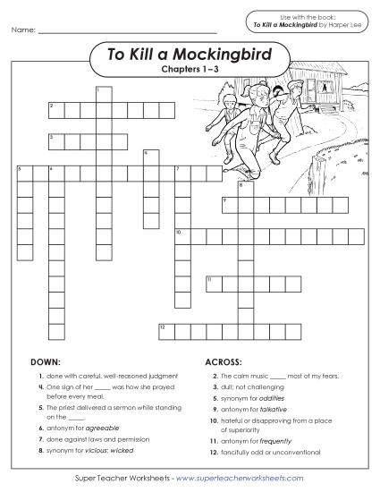 New Vocabulary Crossword: Chapters 1–3 Worksheet