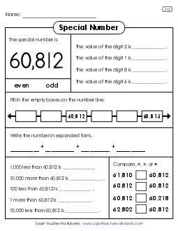 Special Number: 60,812 Worksheet