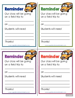 Field Trip Reminder  Teachingtools Worksheet