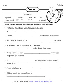 New Voting Cloze Activity Worksheet