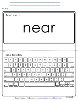 Type the Word: Near Sight Words Individual Worksheet