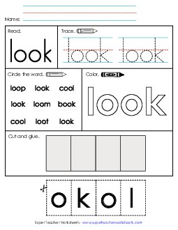 Worksheet 2: Look Sight Words Individual Worksheet