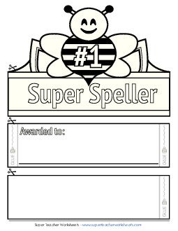 Super Speller (B&W) Awards Worksheet