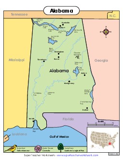 Map of Alabama Free State Maps Worksheet