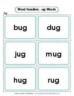 Flashcards (-ug) Word Families Worksheet