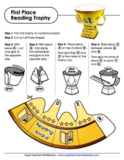 First Place Reading Trophy  Awards Worksheet