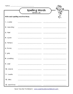 Write Twice (D-4) Spelling D Worksheet